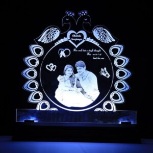 Customized Gifts-Acrylic Double Peacock LED (8*8 inches)