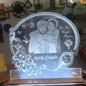 Customized Gifts-Acrylic Engraving Round Peacock LED (12*12 inches)